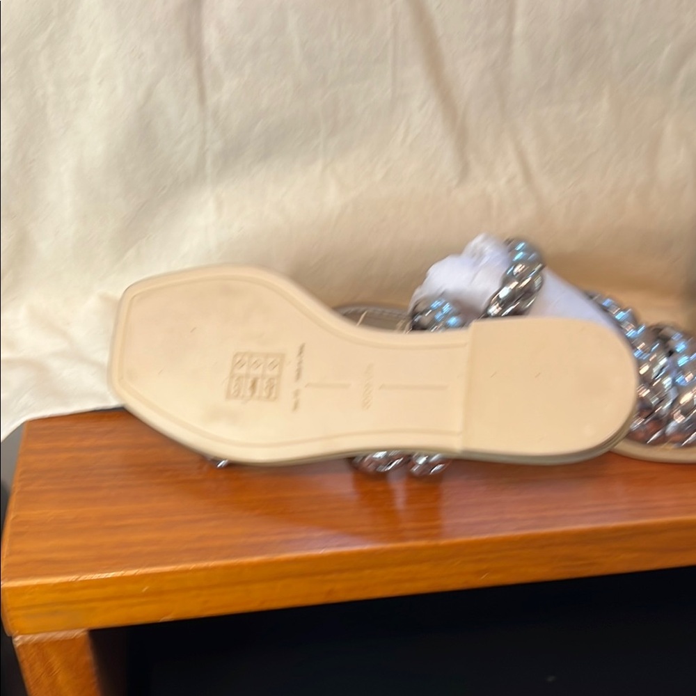 Dolce Vita Metallic Silver Braided Sandals Graphite - Picture 5 of 5